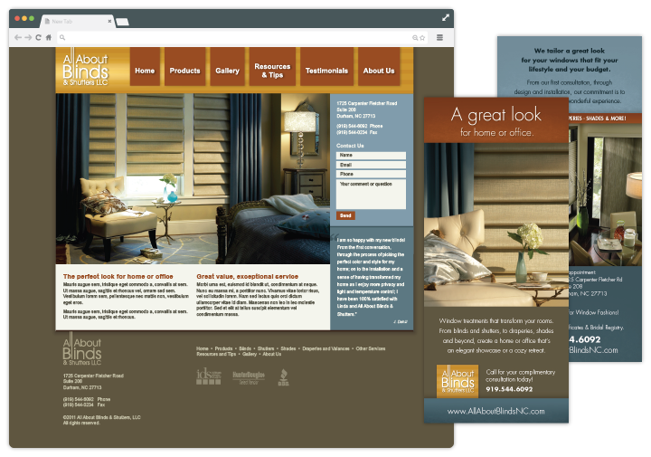 Image of website and brochure for interior decorator by John Paredes Design